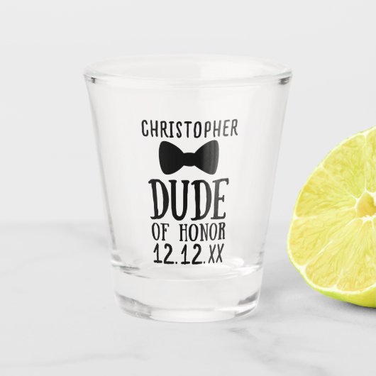 名誉おもしろい結婚ショットグラスの提案の男 ショットグラス (正面)