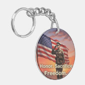 「名誉だ。犠牲。自由」 米国軍旗 キーホルダー (正面左)