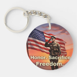 「名誉だ。犠牲。自由」 米国軍旗 キーホルダー