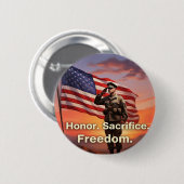 「名誉だ。犠牲。自由」 米国軍旗 缶バッジ (正面&裏面)