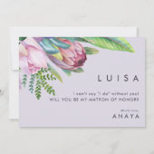 名誉のカラフル提案の熱帯パープルマトロン 招待状 (裏面)