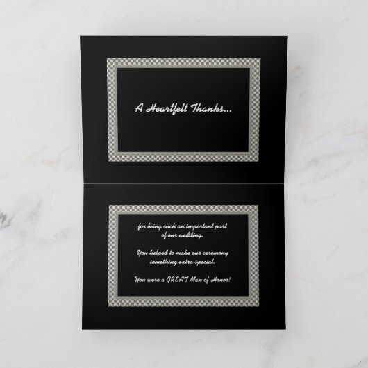 名誉のチェッカーボードの結婚式の人は感謝していしています サンキューカード (内部)