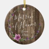名誉のマトロンパーソナライズされた素朴フローラリース セラミックオーナメント (正面)