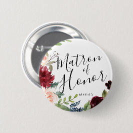 名誉のマトロン・オブ・ブーガンディ・ブーケのカスタム・ウェディング 缶バッジ