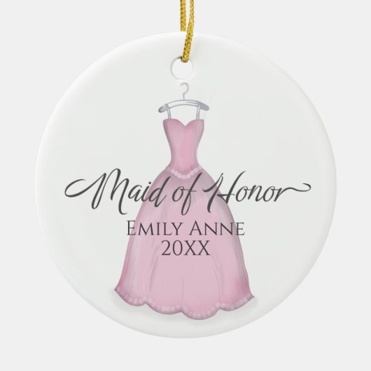 名誉のミード結婚のブライダルパーティヴィンテージドレス セラミックオーナメント (正面)