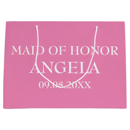 名誉のメイド エレガント カスタム ネーム ギフト ウェディング ラージペーパーバッグ (正面)