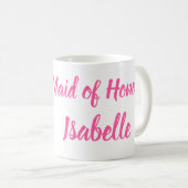 名誉のメイド ピンク カスタムネーム ギフト ウェディング コーヒーマグカップ (正面右)