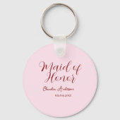 「名誉のメイド　 Mauve 　名前　 日付　ピンクのパステルカラー　花嫁」 キーホルダー (裏面)
