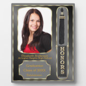 名誉の写真プラークのブラックグレーでの卒業 フォトプラーク (正面)