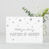 名誉の女主人 ホワイト＆シルバー グリッター ドット カード (スタンド正面)