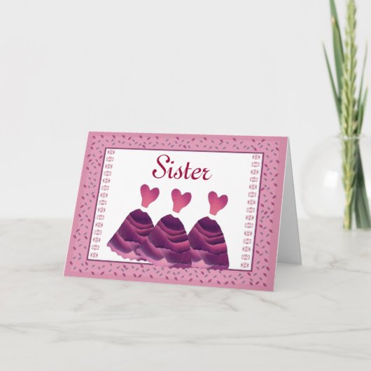 名誉の招待状-マゼンタのガウンの姉妹の婦人 招待状 (正面)