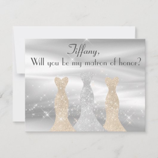 名誉の提案の豪華なガウンの婦人 招待状 (正面)