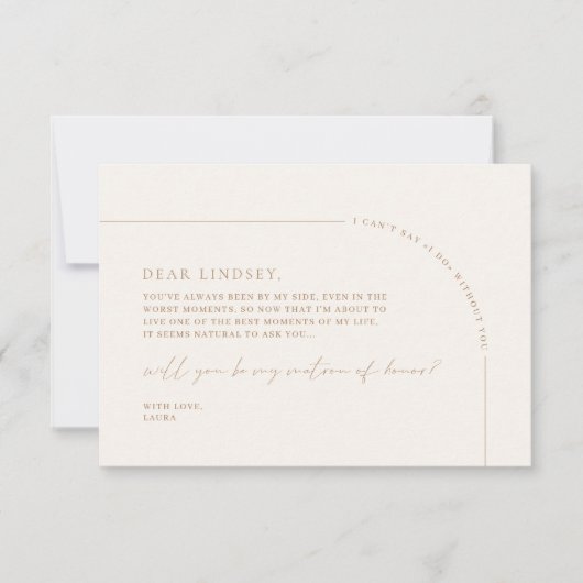 名誉の提案カードのミニマリストのArch Matron 招待状 (正面)