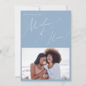 名誉の提案カードの埃っぽい青い写真マトロン 招待状 (正面)