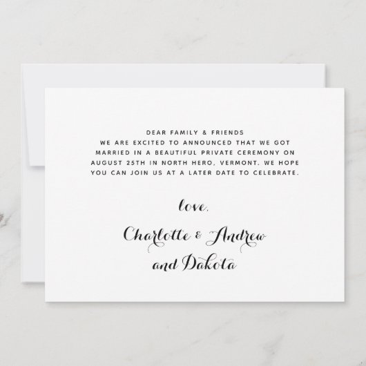 名誉の犬のたった今結婚しました結婚の発表 セーブザデート (裏面)