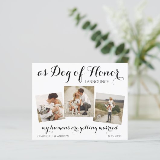 名誉の犬の結婚式を保存する日付QRコード招待状 (スタンド正面)