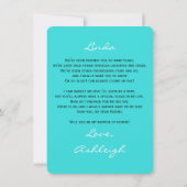 名誉の証人への詩 ターコイズ 招待状 (裏面)