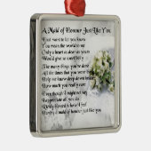 名誉の詩-結婚式の花束のデザインの女中 メタルオーナメント (右)