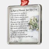 名誉の詩-結婚式の花束のデザインの女中 メタルオーナメント (左)