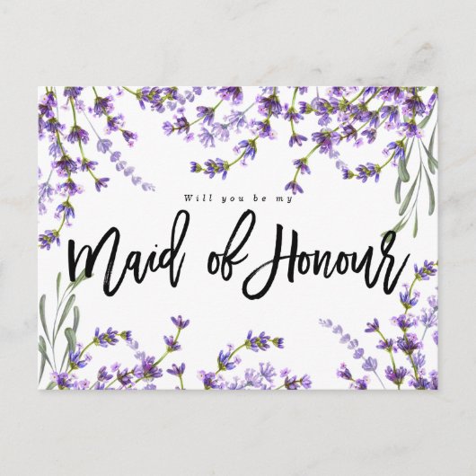 名誉のbohoのラベンダーの花柄の私の女中です 案内ポストカード (正面)