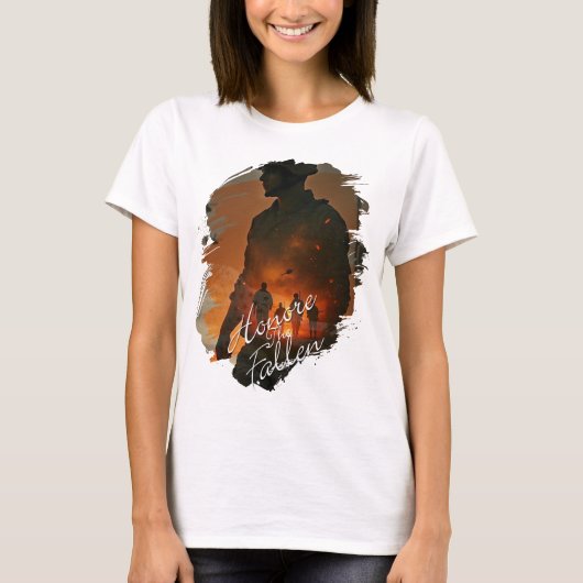 名誉を守落ちたる – 彼らの犠牲を忘れない Tシャツ (正面)