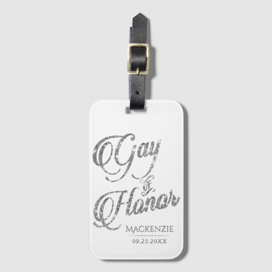 名誉ゲイ |シルバーブライダルパーティカスタムキープサケ ラゲッジタグ (正面縦)