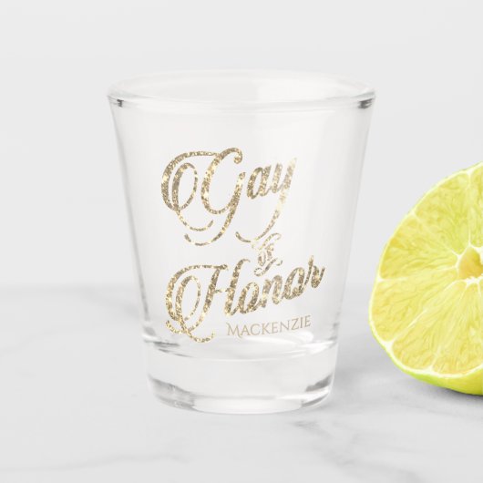 名誉ゲイ |金ゴールドカスタムブライダルパーティ ショットグラス (正面)