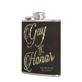 名誉ゲイ |金ゴールドカスタムブライダルパーティ フラスク (左)