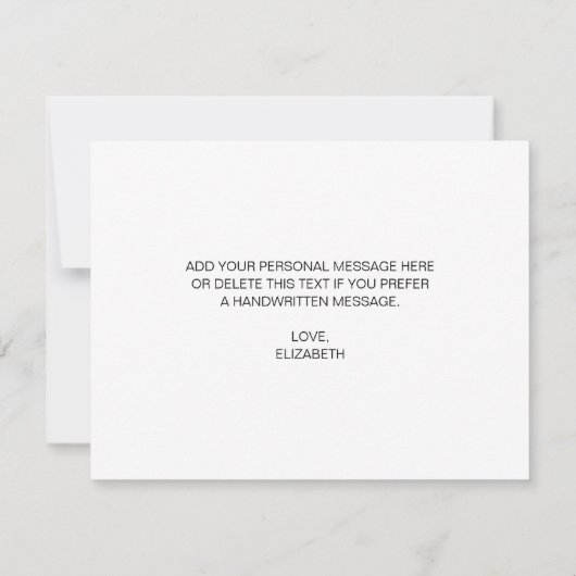 名誉シンプル提エレガント案のスクリプトのマトロン ノートカード (裏面)