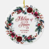 名誉パーソナライズされたのマトロン贈り物クリスマスリース セラミックオーナメント (裏面)