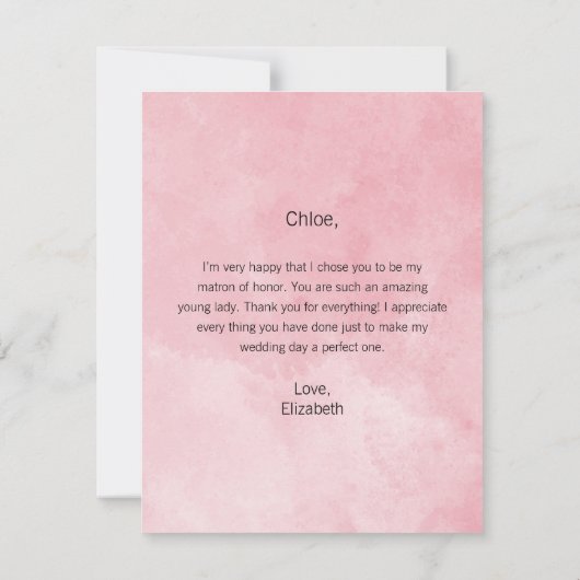 名誉ピンク牡丹の香水カードのマトロンありがとう (裏面)