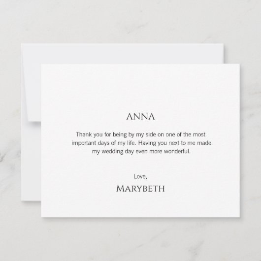 名誉ミニマルサンキューカードのスクリプトマトロン 招待状 (裏面)