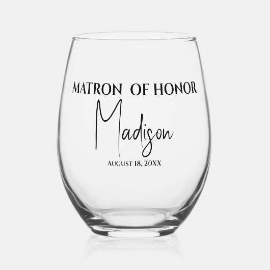 名誉会長の氏名の日付のカスタム ステムなしワイングラス (正面)