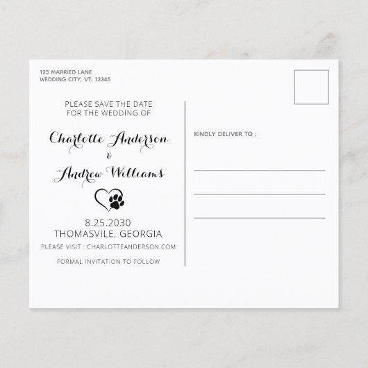 名誉素朴の犬の予算結婚式の日付を保存 (裏面)