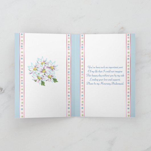 名誉花嫁の付き添いは、白いドレスを青で要求 招待状 (内部)