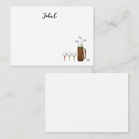 名車ゴルファーのクラブイオンボール付きゴルフ ノートカード (正面/裏面)