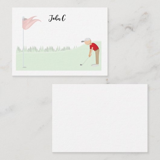 名車ゴルファー付きゴルフ名札 ノートカード (正面/裏面)