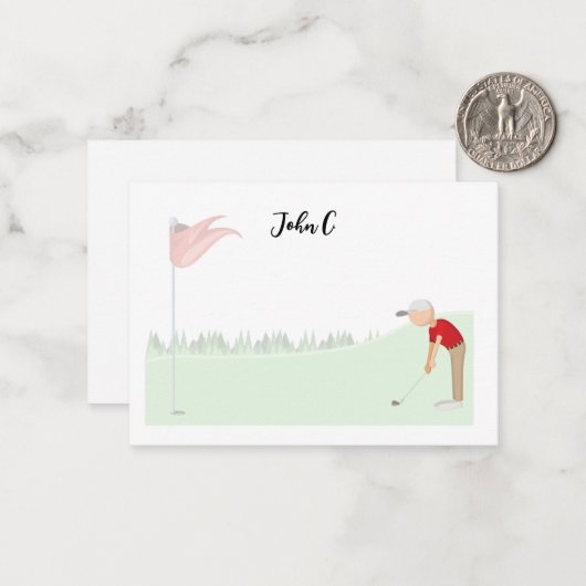 名車ゴルファー付きゴルフ名札 ノートカード (正面/裏面インサイチュ)