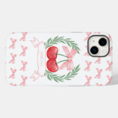 名門私立校風のさくらんぼピンクボウズリースロゴ名 Case-Mate iPhoneケース (裏面 (横))