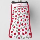 名門私立校風のさくらんぼ果実模様 ゴルフヘッドカバー (回転90)