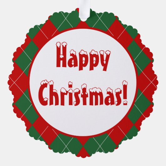 名門私立校風のアーガイルタータンチェックダイヤモンドプレイドレッドグリーン オーナメントカード (裏面)