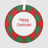 名門私立校風のアーガイルタータンチェックダイヤモンドプレイドレッドグリーン オーナメント (裏面)