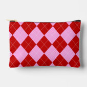 名門私立校風のアーガイルタータンチェックダイヤモンドプレイドレッドピンク アクセサリーポーチ (正面)