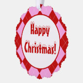 名門私立校風のアーガイルタータンチェックダイヤモンドプレイドレッドピンク オーナメントカード (左)