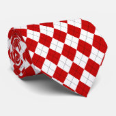 名門私立校風のアーガイルタータンチェックダイヤモンドプレイドレッドホワイト ネクタイ (ロール)