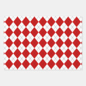 名門私立校風のアーガイルタータンチェックダイヤモンドプレイドレッドホワイト ラッピングペーパーシート (正面2)