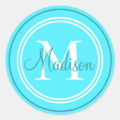 名門私立校風のイニシャルモノグラム/名前封筒用シール ラウンドシール (正面)