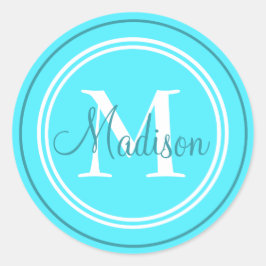 名門私立校風のイニシャルモノグラム/名前封筒用シール ラウンドシール