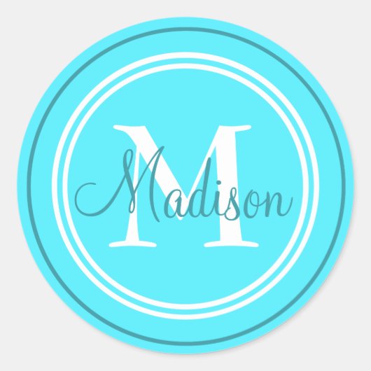 名門私立校風のイニシャルモノグラム/名前封筒用シール ラウンドシール (正面)