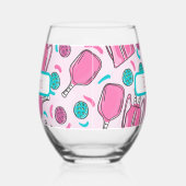 名門私立校風のカスタムピンクピックボールパドル&バッグ ステムなしワイングラス (左)